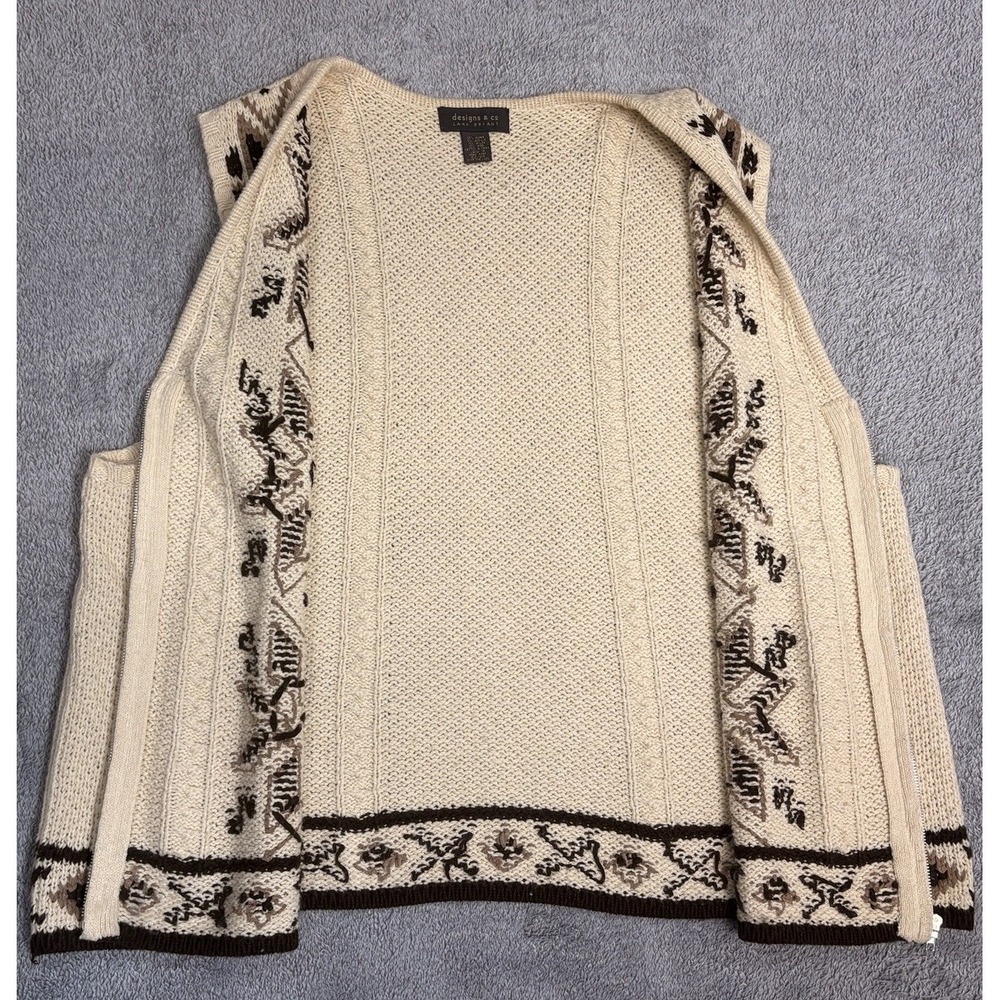 Vtg 90s Lane Bryant Designs & Co Fair Isle Zip Cableknit Sweater Vest Size 22/24 - Picture 7 of 8